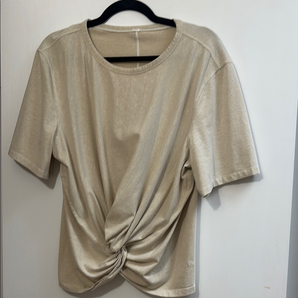 Lulu Women's Beige Twist Knot Top